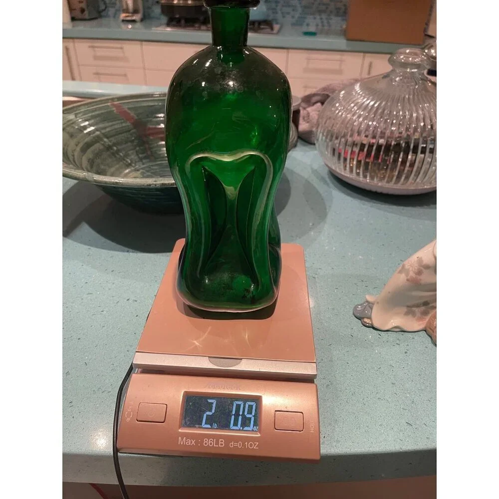 Vintage Bottle Vase Green Danish Decanter Decor Collectible